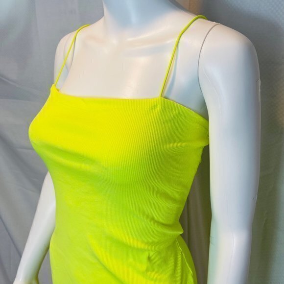 Simple Necessity Cotton Blend Mini‎ Dress - Neon Yellow Size Large RefFNB3 - Picture 6 of 10